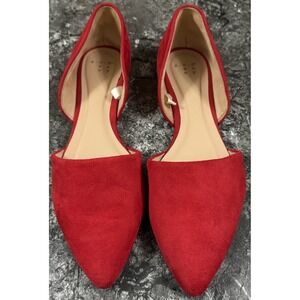 A New Day Women's Rebe Pointed Toe D'Orsay Flats Bright Red Sz 9.5